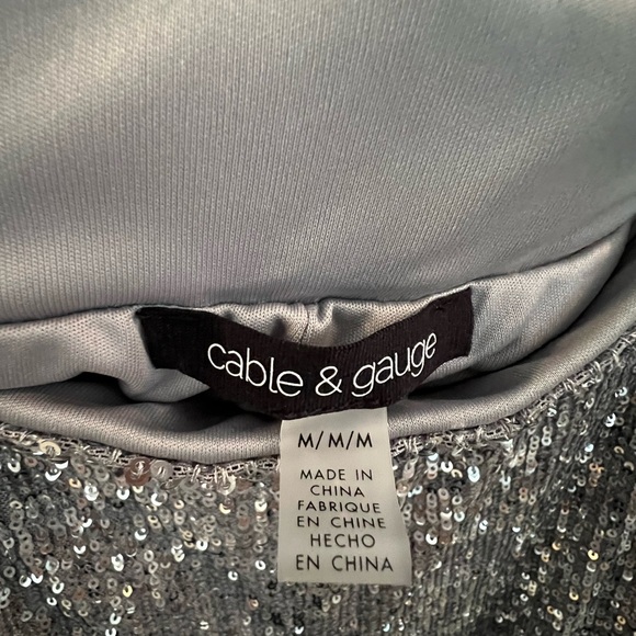 Cable & Gauge Silver sequin wide leg pants size medium - Picture 4 of 4